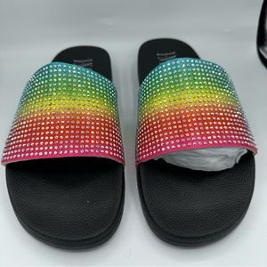 INC Womens Multi Color Rhinestone Sandal Slides